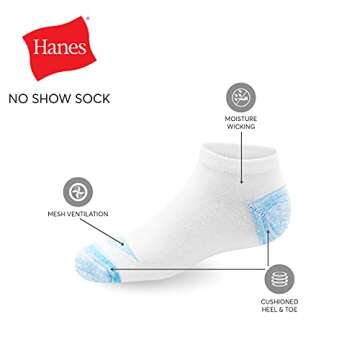 Hanes girls Cool Comfort Ankle Multipack fashion liner socks, Banded Assorted, Large US 12 Pair
