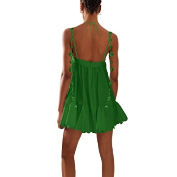 Women Lace Mini Dresses Backless Ruffle Flare Bodycon Dress