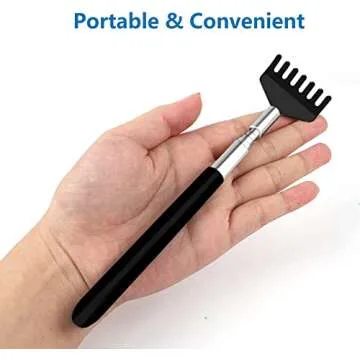 YIMICOO 6 Pack Extendable Back Scratcher - Portable Telescoping Metal Back Scratchers/Hand Massager with Soft Rubber Handles for Thanksgiving, Birthday, Christmas Gifts