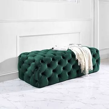 TOV Furniture Kaylee Modern Style Jumbo Velvet Ottoman