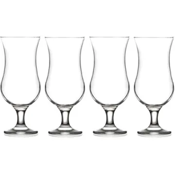 SELPONT a Collection 4 Piece Hurricane Glass Set - Perfect for Drinking Pina Coladas, Cocktails, Full-Bodied Beer, Juice, and Water (Pina Colada (15.5 oz))