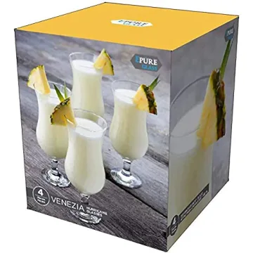 SELPONT a Collection 4 Piece Hurricane Glass Set - Perfect for Drinking Pina Coladas, Cocktails, Full-Bodied Beer, Juice, and Water (Pina Colada (15.5 oz))