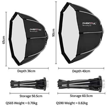 AMBITFUL Bowens Mount Softbox Quick Installation Softbox + Honeycomb Grid for Studio Strobe Outdoor Photography (35.4'' / 90cm Octagon)