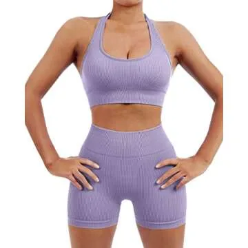 SUUKSESS Seamless Ribbed Workout Sets for Women