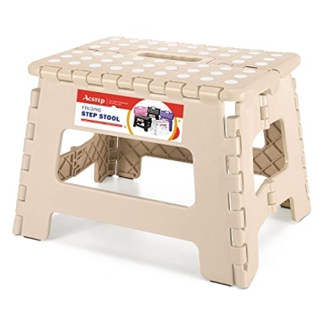 ACSTEP Folding Step Stool – 9 Inch Portable Non-Slip Lightweight Design Khaki