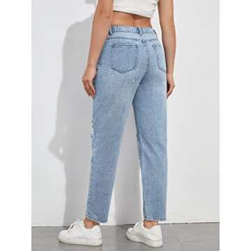 BEAUDRM Women's Maternity Casual Ripped Jeans Light Wash