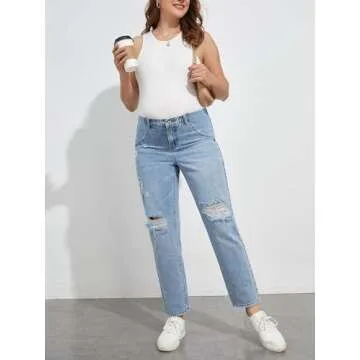 Stylish BEAUDRM Maternity Ripped Jeans in Light Wash