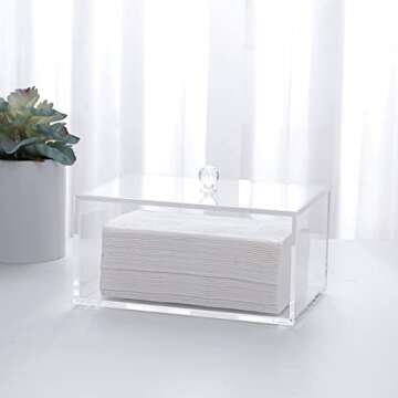 rejomiik Clear Dryer Sheet Holder Thick Acrylic Dryer Sheet Dispenser Container with Lid for Fabric Softener Sheets, Dryer Balls, Laundry pods, Clothes Pins, Laundry Room