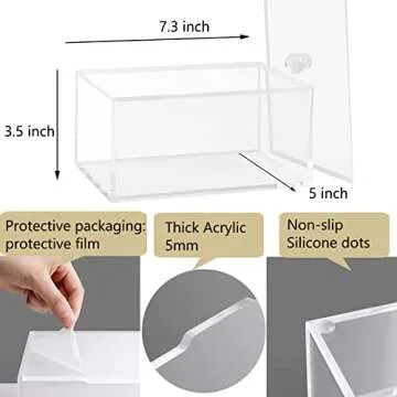 rejomiik Clear Dryer Sheet Holder Thick Acrylic Dryer Sheet Dispenser Container with Lid for Fabric Softener Sheets, Dryer Balls, Laundry pods, Clothes Pins, Laundry Room
