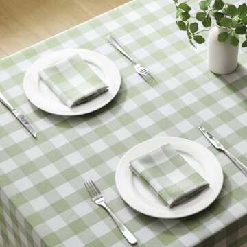Veblandy Checkered Tablecloth Rectangle Waterproof Gingham Table Cloth for Kitchen, Dining and Outdo...