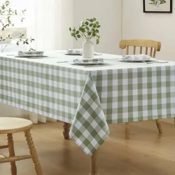 Veblandy Waterproof Gingham Tablecloth 60x120 Inch