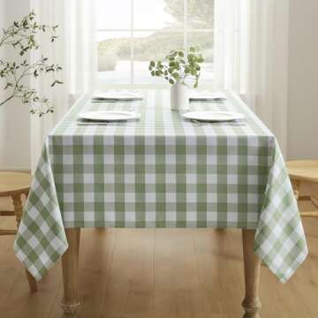 Veblandy Waterproof Gingham Tablecloth 60x120 Inch