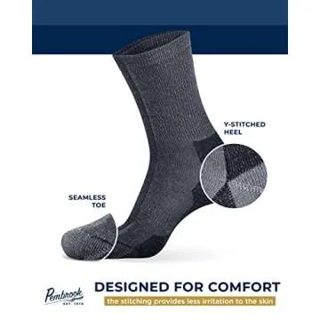 Pembrook Merino Wool Socks for Men & Merino Wool Socks for Women | Merino Wool Sock Pack 4 Pairs