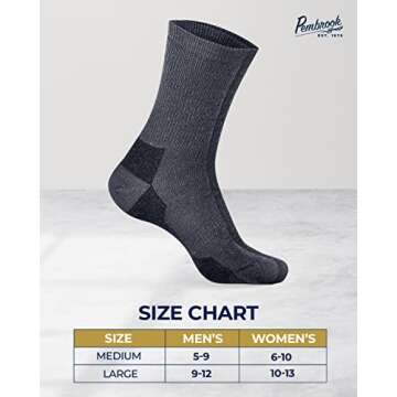Pembrook Merino Wool Socks for Men & Merino Wool Socks for Women | Merino Wool Sock Pack 4 Pairs