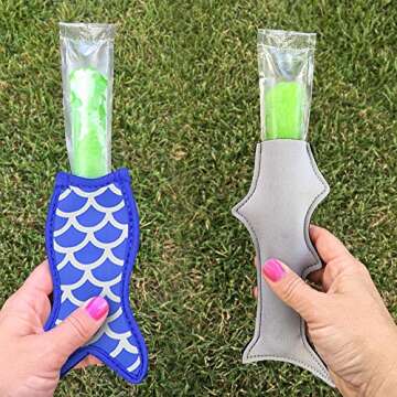 Popsicle Holder Bags Mermaid and Shark Ice Pop Sleeves Freezer Reusable Popsicle Covers 10 Pc