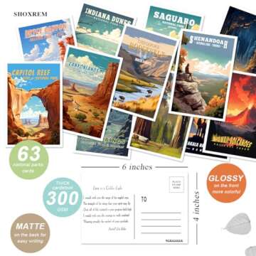 SHOXREM Retro National Parks Postcard Set - 63 Designs