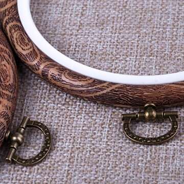 joybest 4 Pcs Embroidery Hoops Set Cross Stitch Hoop Ring Imitated Wood Display Frame-Circle and Ova...