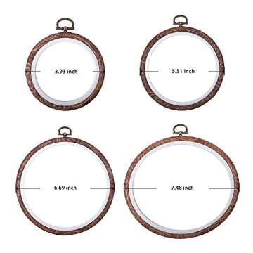 joybest 4 Pcs Embroidery Hoops Set Cross Stitch Hoop Ring Imitated Wood Display Frame-Circle and Oval Hand Embroidery Kits for Art Craft Sewing (Imitated wood)