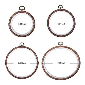 joybest 4 Pcs Embroidery Hoops Set Cross Stitch Hoop Ring Imitated Wood Display Frame-Circle and Oval Hand Embroidery Kits for Art Craft Sewing (Imitated wood)