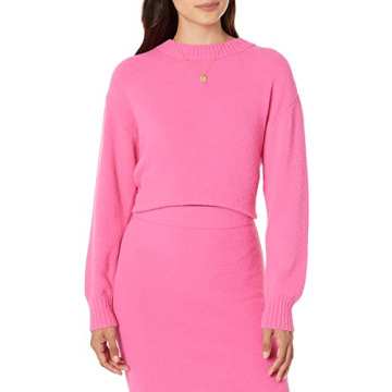 The Drop Women's Carter Super Soft Essential Crewneck Sweater, Rose Pink, XL