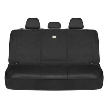 Cat® Flexfit™ Seat Cover for Cars Trucks SUV, Zipper Split Rear Bench Protector with Durable Canvas Material, Interior Cover in Black