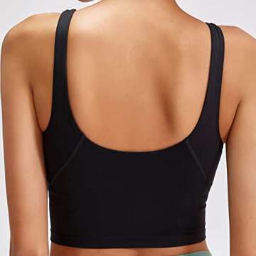 Natural Feelings Sports Bra for Women Padded Longline Workout Running Yoga Bra Medium Support Crop Tank Tops Black