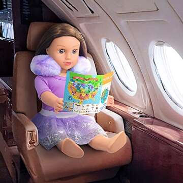 Ecore Fun 23 PCS 18 Inch Girl Doll Accessories Suitcase Travel Luggage Play Set Included Travel Carrier Clothes Backpack Camera Phone Travel Pillow Passport Tickets Cashes Credit Card Map