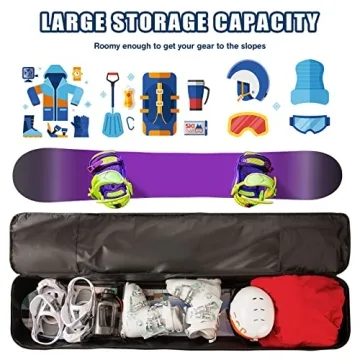 Water-Resistant Snowboard Bag with Shoulder Strap and Pockets