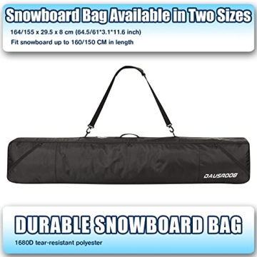 Water-Resistant Snowboard Bag with Shoulder Strap and Pockets