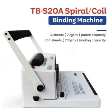 TruBind Coil Binding Machine with Electric Coil Inserter and Adjustable Side Margin | 20 Sheet Punch Capacity | Bind up to 440 Sheets | 46 Fully Disengageable Dies | 4:1 Pitch | 2-Year Warranty