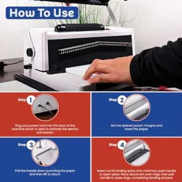 TruBind Coil Binding Machine with Electric Coil Inserter and Adjustable Side Margin | 20 Sheet Punch Capacity | Bind up to 440 Sheets | 46 Fully Disengageable Dies | 4:1 Pitch | 2-Year Warranty