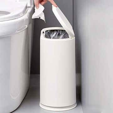 IEEK 12 Liter Rectangular Plastic Trash Can with Press Top