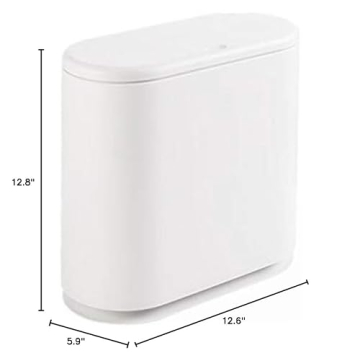 IEEK 12 Liter Rectangular Plastic Trash Can with Press Top