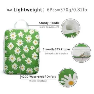 6 Pcs Compression Packing Cubes Set for Travelers - Stylish & Waterproof