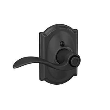 Schlage F40 ACC 622 CAM Accent Door Lever with Camelot Trim, Bed & Bath Privacy Lock, Matte Black