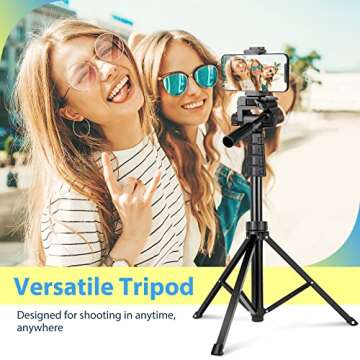 Aureday 67” Phone Tripod, Detachable and Extendable Selfie Stick Tripod for iPhone/Android Smartphone/Camera/GoPro, Portable Cell Phone Tripod with 360-Degree Rotatable Pan Head (XX-67KCWBZBK)