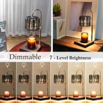 Yuichoy Candle Warmer Lamp with Timer, Dimmable Electric Candle Wamer Adjustable Height, Glass Modern Candle Melter Lamp, Black, Elegant Home Decor