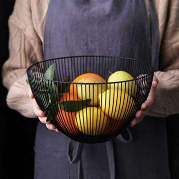 Cq acrylic Metal Wire Fruit Basket,Large Round Storage Baskets for Bread,Metal Wire Bread Fruit Bowl...