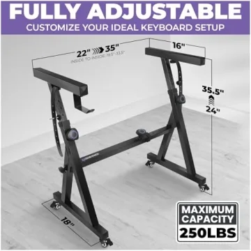 Adjustable Z-Style Keyboard Stand with Wheels Heavy Duty