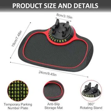 Rednow Multifunctional Car Anti-Slip Phone Holder with Honeycomb Mat