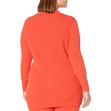 The Drop Constance Rib Button-Down Sweater, Fire Orange
