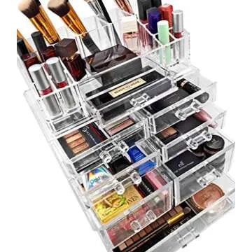 Sorbus Acrylic Cosmetics Makeup and Jewelry Storage Case Display Sets – Interlocking Drawers to Create Your Own Specially Designed Makeup Counter – Stackable and Interchangeable (Clear)
