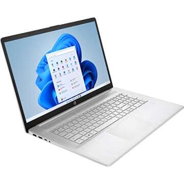 HP 17 17.3" HD+ Laptop Computer, Intel Quad-Core i3-1125G4 up to 3.7GHz (Beat i5-10210U), 32GB DDR4 RAM, 1TB PCIe SSD, 802.11AC WiFi, Bluetooth, Natural Silver, Windows 11 S, BROAG 64GB Flash Drive