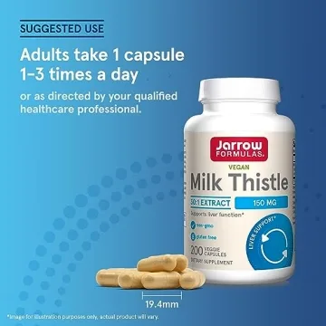 Jarrow Milk Thistle 150 mg Veggie Capsules for Liver Health Support