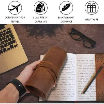 Leather Travel Cable Organizer Roll - 10 Slot Design