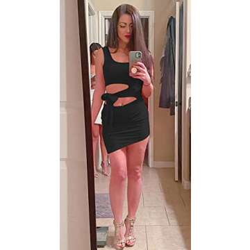 GOBLES Womens Sexy Bodycon Cut Out Sleeveless Outfit Mini Club Tank Dress Black