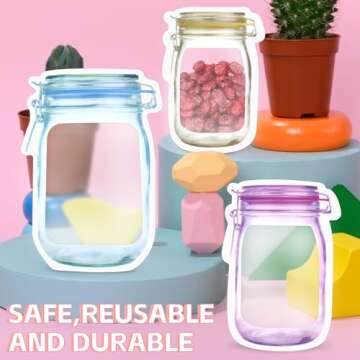 Fireboomoon 30 PCS Mason Jar Zipper Bags for Food Storage