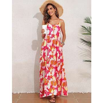 SIFLIF Women's Satin Casual Loose Summer Dresses 2024V Neck Spaghetti Strap Floral Maxi Summer Beach...