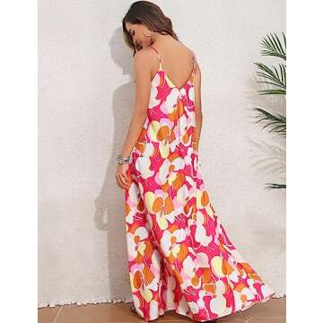 SIFLIF Satin Floral Maxi Dress with Pockets - Summer 2024