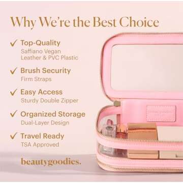 Pink Clear Makeup Bag for Women with Zipper Case Organizer, Transparent Clear Cosmetic Bags for Women, See Through Clear Make Up Bag for Women, Clear Travel Makeup Bag, Small Make Up Bag for Traveling
